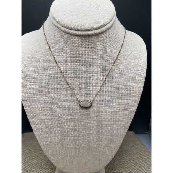 Kendra Scott Elisa Gold Pendant Necklace in Iridescent Drusy - Picture 1 of 9